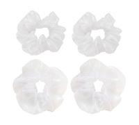 4pcs Gauze Hair Scrunchie White Stretch Hair Rope for Women Ponytails | Soft Organza Fabric, Chic Fashionable Style, Secure Hold for Thin Hair, Versatile Everyday and Office Wear
