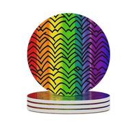 4PCS Gay Pride Rainbow Pattern Coasters Non-Slip Round Drink Coasters with Ceramic Stone and Cork Base, Heat Resistant Absorbent 33.00Stone Coaster Set for Kinds of Mugs and Cups, 4 Inch