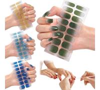 4PCS Gel Nail Stickers Semicured DIY Nail Stickers Works with Any Lamps Wraps Long Lasting Easy to Apply & Remove Strips Art for Girls