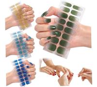4PCS Gel Nail Stickers Semicured DIY Nail Stickers Works with Any Nail Lamps Nail Wraps Long Lasting Easy to Apply & Remove Gel Nail Strips Art Stickers Gel Nail Sticker Kit with UV Light for Girls
