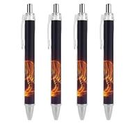 4pcs Gel Roller Pen 0.5mm, Quick Dry Wild Angry Animal King Fire Flame Tiger Ballpoint Smooth Writing, Ball Pens Clip for Convenient Carrying