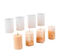 4PCS Geometric Cylinder Silicone Mold DIY Handmade Soap Scented Candle Gypsum Making Resin Molds Simple 3D Crafts for Handmade(Style01)