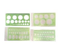 4Pcs Geometric Drawing Templates Ruler Light Weight Portable Circlular Oval Templates for Engineering Drawing Sketching Sizes