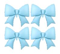 4pcs Giant Blue Bow Balloon, 98x75cm/38.58x29.53in Aluminum Foil Large Balloon Coquette Birthday Decor Big Rosette-Theme Party Decoration for Bridal Baby Shower Engagement Bachelorette & Graduation