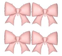 4Pcs Giant Bow Balloons, 97.5cm/38in Big Elegant Coquette Theme Balloons for Birthday Wedding Engagement & Party Large Decorations Bridal & Bachelorette Supplies (Pink)