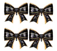 4Pcs Giant Bow Balloons, 97.5cm/38in Elegant Coquette Theme Balloons for Birthday Wedding Engagement & Party Decorations Bridal & Bachelorette Supplies (Star Dot Black)