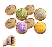 4PCS Giant Dumpling Squeeze,Giant Squishy Dumpling Toy,Dumplings Squishy Stress Balls,Bun With Food Steamer Stretchy Desk Toys,Suitable For All Age Groups