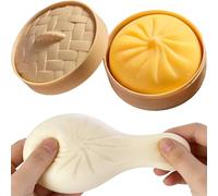 4Pcs Giant Dumpling Squishy, Cute Dumpling Squishy Large, Soft Squeeze Decompression Dough, Jumbo DumplingStress Ball (Yellow(with steamer basket))