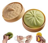 4PCS Giant Glitter Dumpling, Giant Dumpling Squishy, Mega Rainbow Dumplings, Cute Bun with Steamer Anxiety Relief, Soft Squeeze Decompression Dough for Adults (Green)