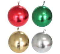 4Pcs Giant Inflatable Christmas Balls, 15.8" PVC Inflatable Christmas Ornaments, Blow up Ball Party Decorations for Yard Lawn Holiday