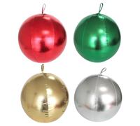 4Pcs Giant Inflatable Christmas Balls, 15.8" PVC Inflatable Christmas Ornaments, Blow up Ball Party Decorations for Yard Lawn Holiday, Outdoor Decoration