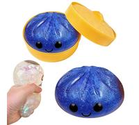 4Pcs Giant Mystery Dumpling Squishy, Squishy Dumpling Stress Toys with Steamer Box, Soft Squeeze Decompression Buns, Anxiety Relief Fidget Toys, Dumplings Toy Fidget Toy (F01-Blue)