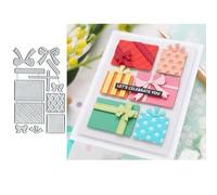4Pcs Gift Box Frame Metal Die Cuts Dies Stencil, Gift Box Frame Cutting Dies Cut Stencils DIY Scrapbooking Cards Photo Album Craft Decorative Embossing Paper Dies for Album Card Scrapbooking Making