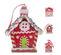 4pcs Gingerbread House Ornament Hanging Decorations for Christmas Tree