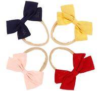 4pcs Girl Bow Headband for Newborns and Infants, Cloth | Lightweight Elastic Band, Secure Grip No-mark Design, Simple Elegant Style for Everyday Wear Special Occasions