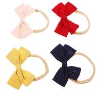 4pcs Girl Bow Headband with Elastic Band, Cloth Newborn Accessory | Lightweight Secure Grip, No-mark Design, for Everyday Wear and Special Occasions