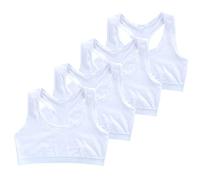 4pcs Girls Sports Bra Cotton Girls Tank Top, Seamless Training Bra for Kids Teens Starter Bras Girl Bustier Underwear for Girl 9-14 Years Old White
