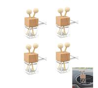 4Pcs Glass Car Diffuser Bottles, Empty Car Air Freshener Bottles with Vent Clip, 8ml Refillable Essential Oil Diffuser Glass Fragrance Holder for Auto Interior Odour Accessories