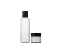 4pcs Glass Cream Bottle Set for Cosmetics and Face Moisturizer Travel | White Glass, Spill Prevention Design, Lightweight Refillable Containers, Travel and Gym Bag Use for Makeup Enthusiasts