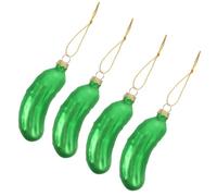 4pcs Glass Cucumber Hanging Ornament for Christmas Tree Door Fireplace