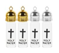 4pcs Glass Holy Water Bottle with Crucifix Design Portable Baptism Containers for Christian Church Ceremony Religious Presents 28x11mm