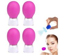 4PCS Glass Massager Cupping Cup, Facial Cupping Cup, Silicone Cupping Massage Vacuum Suction Mug, Eye Face Vacuum Massage Anti Cellulite Cup, Cupping Device for Body Face Leg Arm Back (Purple)