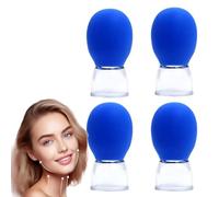 4PCS Glass Massager Cupping Cup, Facial Cupping Therapy Set Glass, Vacuum Negative Pressure Walking Cupper, Silicone Massage Vacuum Suction Cupping Cups for Body Face Leg Arm Back (Blue)