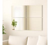 4Pcs Glass Mirror Tiles Self-Adhesive Mirrors Square Wall Mounted DIY Full Body Mirror Makeup Decor Mirrors for Bathroom Living Room Kitchen (40x30cm 4PCS)