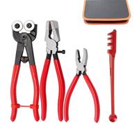 4Pcs Glass Mosaic Cutter Kits, Including Wheeled Glass Tile Nipper, Glass Running Plier, Glass Breaking Plier and Glass Cutter for Stained Glass, Mosaics, Fusing, Breaking