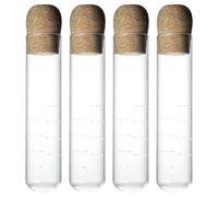 4pcs Glass Tea Filter Tube with Cork Lid, Reusable Loose Leaf Steeper | Glass, Precision Mesh Insert, Elegant Design, Herbal Tea or Coffee Pot Use, Office Ritual