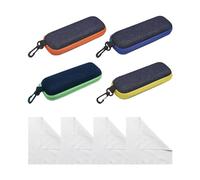 4pcs Glasses Case With 4 Cleaning Cloths, Travel Glasses Case, Glasses Protective Case, Hard Shell Glasses Case For Students Women Men Girls (Blue, Green, Orange, Yellow)