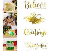 4PCS Glimmer Hot Foil Plate Believe Season's Greetings Christmas Wishes Words Jingle Bell Metal Foil Plate Dies for Card Making Paper Crafts Embossing Scrapbooking Arts Handmade Crafts