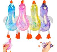 4pcs Glitter Duck Squeeze Toy, Sensory Fidget Ducks Squishy Toys, Stress Relief Toys Rebounding Stretchy Squeeze Toys Kids & Adults, Soft Duck Sensory Toy Party Favors Bag Filler (4pc)