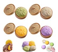 4PCS Glitter Dumpling, Dumpling Squishy, Rainbow Dumplings, Cute Anxiety Relief Fidget, Soft Squeeze Decompression Dough for Adults (4inch)