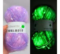 4PCS Glow in The Dark Mohair Gradient DIY Glow Yarn - 50gram Multicolor Yarn for Clothes, Hats, Sweater, Scarf. (Purple)
