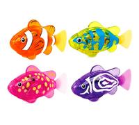 4Pcs Glowing Robot Fish, Sensor Activated Swimming Fish Bath Toy, Funny Interactive Cats Toy, Simulation Light up Fishes, Creative Robot Fishes for Bathtub, Pool & Aquarium Play