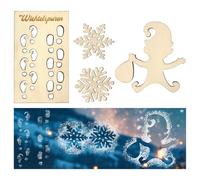 4PCS Gnome Stencil Footprints CHUNLINLAODA-Gnome Accessories Footprint Stencil,Creative Set WoodGnome Footprin ts Snowflake Stenci l Christmas Decoration for Floors, Windows, Walls (Log Color 1)