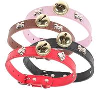 4pcs Goat Collar with Bells Adjustable Pu for Horse and Cow | Anti-lost, Non-slip Holes Adjustment Design, Easy Size Adjustment, Small Farm Animal Accessory