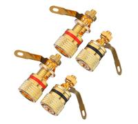 4pcs Gold Plated Copper Speaker Binding Post Connector for Amplifiers | Panel Mountable Terminal, Easy Installation, Corrosion Resistant Finish, Random Color Style