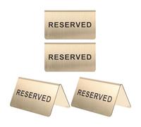 4pcs Gold Stainless Steel Reserved Table Sign V-shaped Double-sided