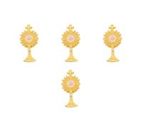 4pcs Gold Tone Chalice Cross Brooch Pin for First Communion Ceremonies | Enamel Finish, Zinc Alloy Build, Lightweight 0.18 Ounces, Elegant Choice for Dresses and Jackets