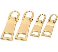 4Pcs Gold Zipper Pull Replacement,Metal Zipper Handle Mend Fixer Tab Repair for Luggage Suitcase Bag,Backpack,Jacket Bags,Coat Boots Fasteners Sewing Supplies