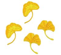 4Pcs Golden Ginkgo Leaf Iron On Patches | Exquisite Embroidered Fall Leaves for Jacket, Scarf, Tote Bag | Nature-Inspired Botanical Patches for Autumn Style & Mindful Decor