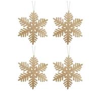 4pcs Golden Plastic Snowflake Ornament with Hanging Hole