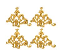 4pcs Golden PVC Corner Onlay Applique Moulding Trim | French Style Carved Ornament, Smooth Easy-clean Surface, Elegant Vintage Detail for Bedrooms, Mirrors and Headboards