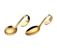 4pcs Golden Stainless Steel Bent Handle Spoon for Home Cutlery