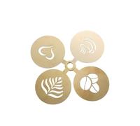 4pcs Golden Stainless Steel Coffee Stencil Latte Cappuccino Decorating Stencils Cake Cookie Art Baking Mold for Barista Template(Golden Color)