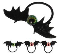 4pcs Gothic Evil Eye Hair Ties with Bat Wing Decoration for Girls | Acrylic and Metal Details, Easy to Put, Hair Bun or Ponytail Styling, Christmas Themed Photo Shoot