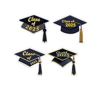 4Pcs Graduation Season Stickers Classic Graduation Cap Pattern Sticker for Cards Invitations for Graduation Party A Uws360 (Black, 6cm)