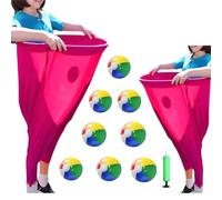 4Pcs Granny Pants Yard Game, Giant Outdoor Game & Backyard Party Games Pants Set with 20 Bouncy Balls, 2 Air Pumps, Perfect for Family Reunion, Birthday Events & Yard Field Games (2Pcs Red)